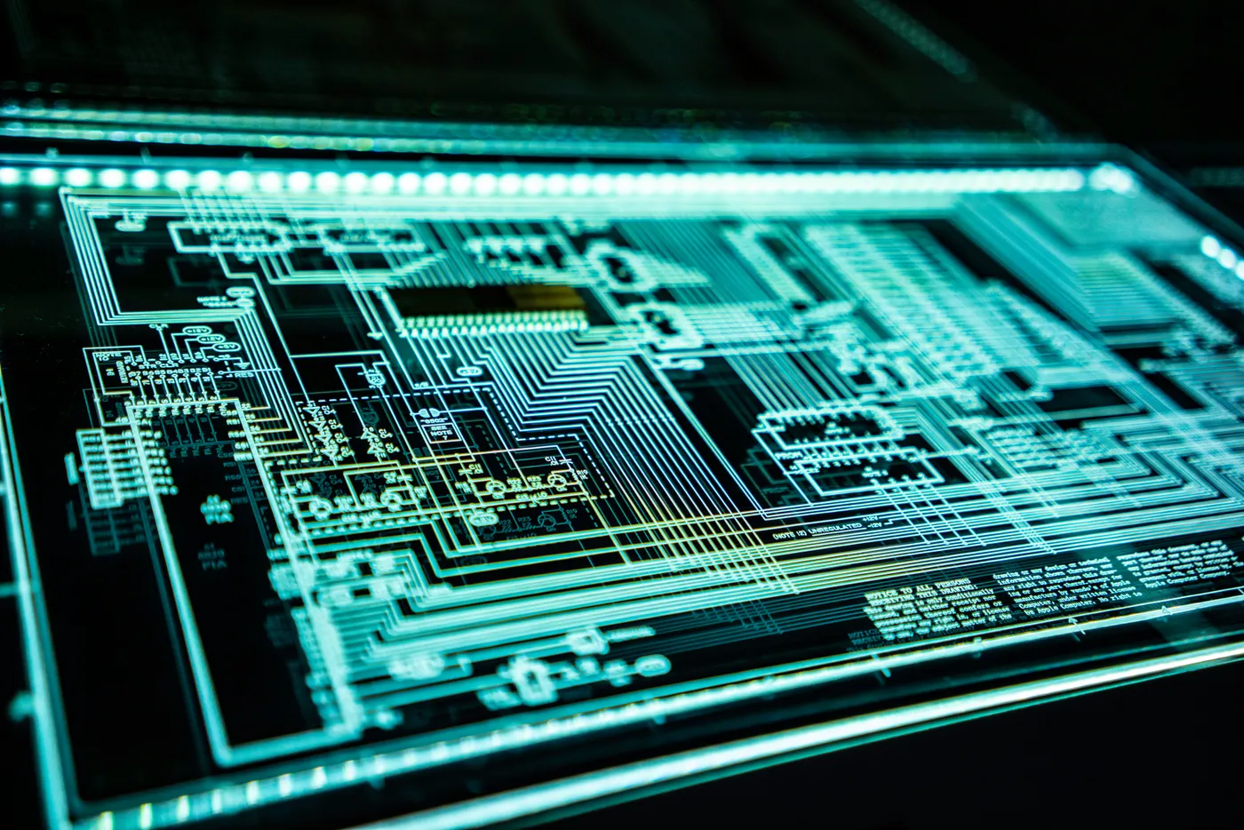 Close-up of a semiconductor circuit board